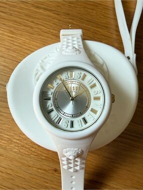 Versus Versace White Silicone Watch with Gold Dial Accents